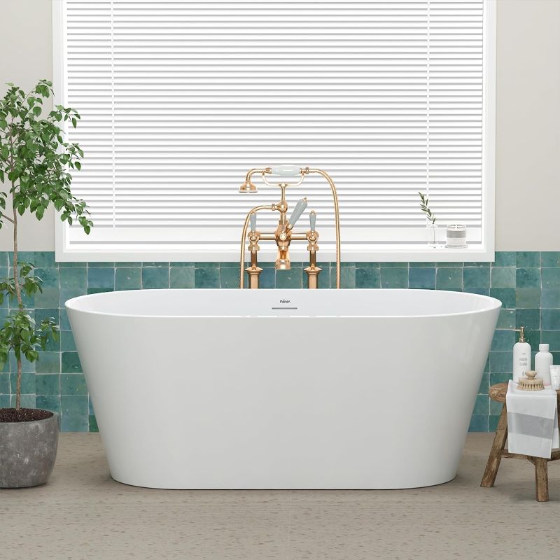 Photo 1 of **MINOR DAMAGE TO CORNER STILL FUNCTIONAL**
Acrylic Freestanding Bathtub, Modern & Contemporary Design Soaking Tub 