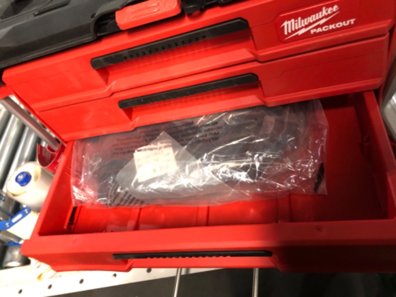 Photo 3 of **damaged**Milwaukee PACKOUT 22 in. Modular 4-Drawer Tool Box Black/Red