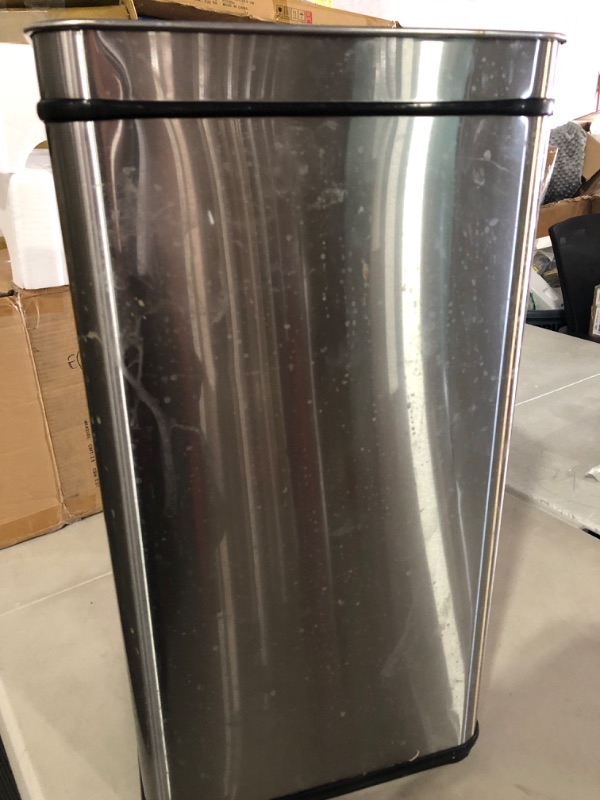 Photo 8 of ***USED*VERY DIRTY*UNABLE TO TEST*** 
iTouchless Rolling 13 Gallon Sensor Trash Can with Wheels and Odor Control System, Stainless Steel, Automatic Kitchen Bin and Office Garbage, Batteries (not included) or AC Adapter (sold separately) Stainless Steel Wi