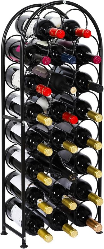 Photo 1 of (incomplete)(sold for parts) PAG 23 Bottles Arched Freestanding Floor Metal Wine Rack Wine Bottle Holders Stands, Black
