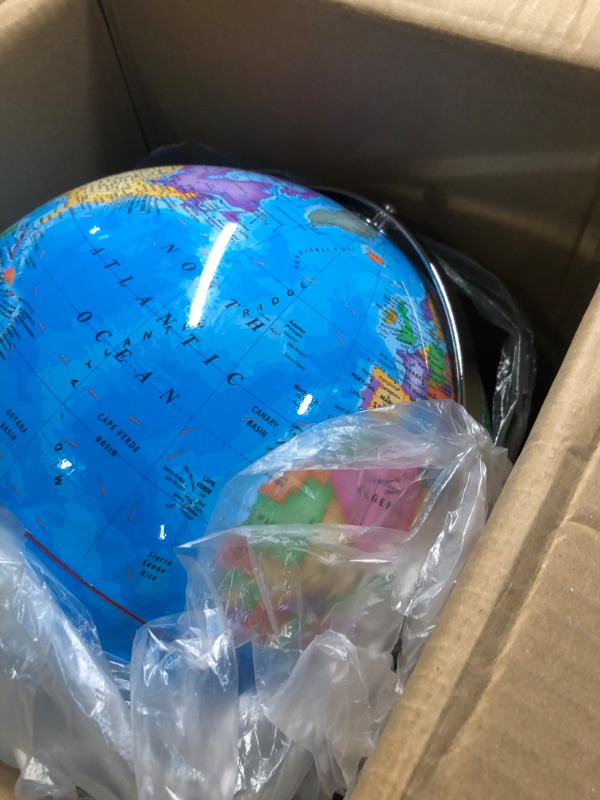 Photo 1 of ***MINOR DAMAGE*SMALL CRACK WHERE AFRICA IS LOCATED*** 
13" World Globe with Stand, 720° Swivels in All Directions, Stainless Steel Stand, Geographic/Decorative Desktop Decoration World Globe Map with Clear Text for Home, School, Office1024921758
