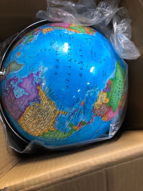 Photo 1 of ***MINOR DAMAGE*SMALL CRACK WHERE AFRICA IS LOCATED*** 
13" World Globe with Stand, 720° Swivels in All Directions, Stainless Steel Stand, Geographic/Decorative Desktop Decoration World Globe Map with Clear Text for Home, School, Office1024921758
