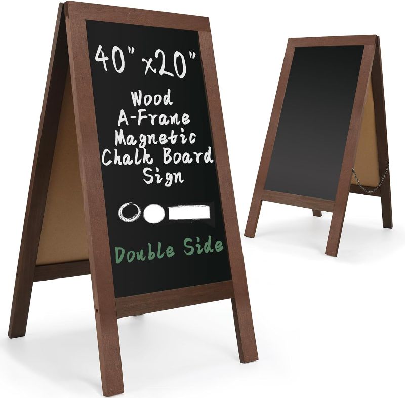 Photo 1 of 
V-Opitos Large A-Frame Chalkboard Sign, 40" x 20" Double-Sided Standing Sidewalk Sign, 