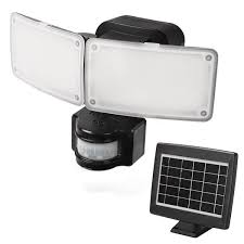 Photo 1 of (MINOR DAMAGE/ SEE NOTES) 180-Degree Black Motion Activated Solar Powered Outdoor 2-Head LED Security Flood Light 1000 Lumens
