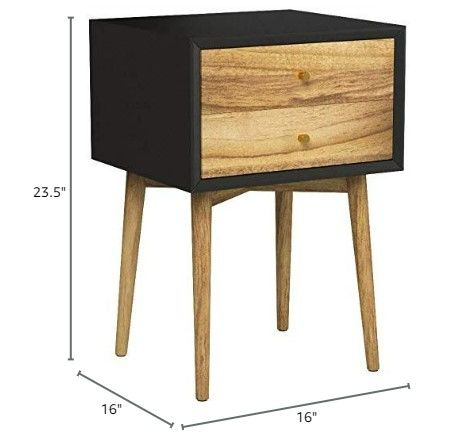 Photo 4 of (READ FULL POST) Nathan James Harper Modern Nightstand Side Accent or End Table with Storage Drawer, 1, Black/Brown

