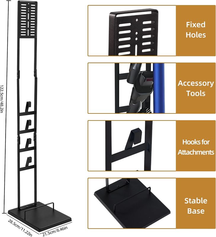 Photo 1 of (parts only)( NO RETURNS) Lasvea Vacuum Stand Compatible with Dyson V15 V12 V11 V10 V8 V7,Height-Adjustable Storage Stand for Dyson, Organizer Holder Rack with 3 Clips for Max.9 Heads, 7.9 lb Metal Base,Aluminum Tube---BLACK