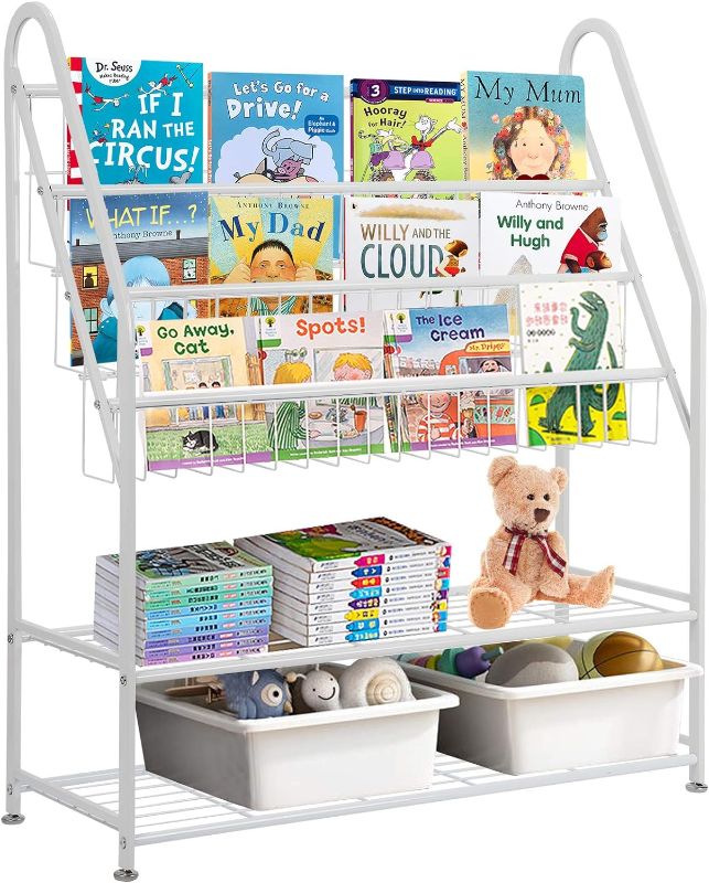 Photo 1 of (SIMILAR TO STOCK PHOTO)
X-cosrack Kids Book Rack Organizer, 5 Tier Children Bookshelf Magazine Display Stand with 2 Storage Box Toy Organizer, for Playroom Bedroom Living Room
