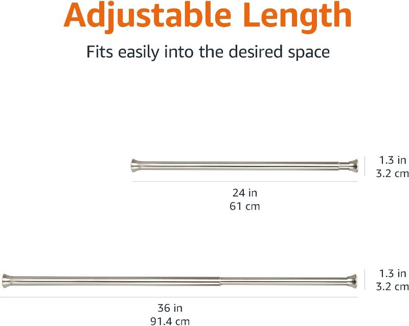 Photo 4 of (READ FULL POST) Amazon Basics Tension Curtain Rod, Adjustable 24-36" Width - Nickel, Classic Finial Nickel 24-36" Classic