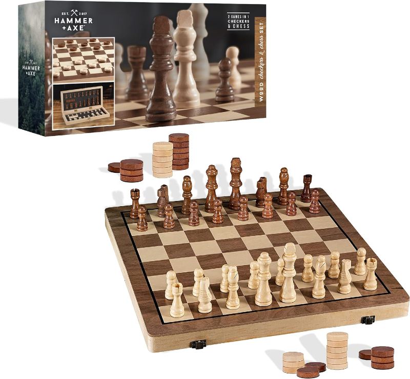 Photo 1 of ***USED*OPENED TO CHECK FOR ALL PIECES***
Hammer + Axe Checkers And Chess Set, 2 Games In 1