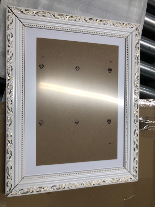 Photo 2 of *SEE NOTES/PICS* Betionol Diamond Painting Frames, Classic White Nature Solid Wood Frame Covered Plaster Fit For 12x16 inch/30x40cm Photos or Prints, Including Plexiglass and Back Mat and Hanging Kits