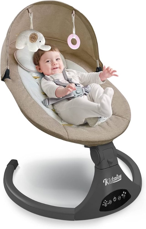 Photo 1 of Bluetooth Baby Swing for Infants, 5 Speed Electric Baby Swing with Music Speaker and 12 Preset Lullabies for 0-9 Month