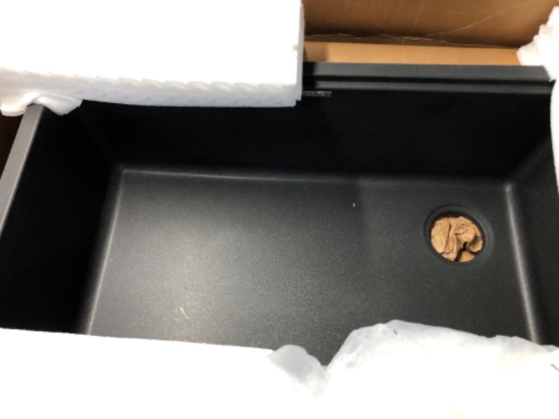 Photo 3 of ***NONREFUNDABLE - NOT FUNCTIONAL - FOR PARTS ONLY - SEE COMMENTS***
DELTA FAUCET Everest 33-inch Granite Composite Workstation Kitchen Sink Undermount Single Bowl with WorkFlow Ledge and Accessories in Metallic Black, 75B933-33S-BL Undermount Sink Black 