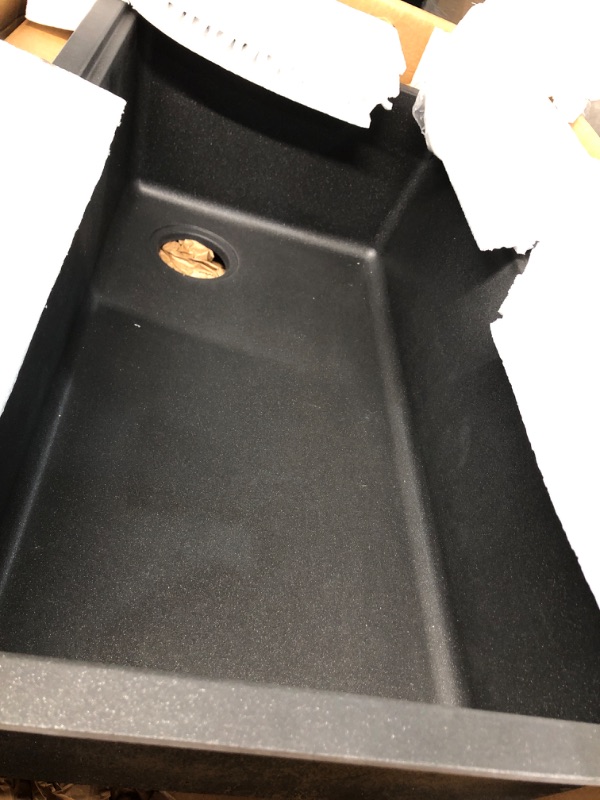 Photo 6 of ***NONREFUNDABLE - NOT FUNCTIONAL - FOR PARTS ONLY - SEE COMMENTS***
DELTA FAUCET Everest 33-inch Granite Composite Workstation Kitchen Sink Undermount Single Bowl with WorkFlow Ledge and Accessories in Metallic Black, 75B933-33S-BL Undermount Sink Black 