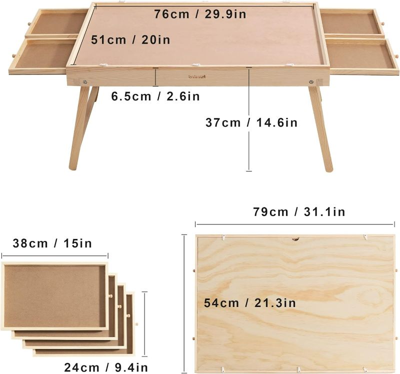 Photo 4 of (NON-REFUNDABLE) Lavievert Jigsaw Puzzle Table with Cover, Wooden Puzzle Board with 4 Drawers, Portable Puzzle Plateau with Folding Legs & Non-Slip Surface for Puzzles Up to 1,000 Pieces