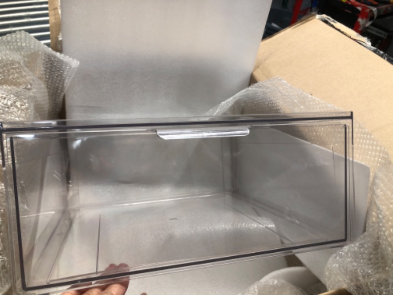 Photo 1 of mDesign Plastic Stackable Kitchen Storage Organizer Bin Containers with Front Pull Drawer for Cabinet, Pantry, Fridge, Freezer, Shelf, Refrigerator Organization - Lumiere Collection - Clear 1 14.64 x 14 x 6.23