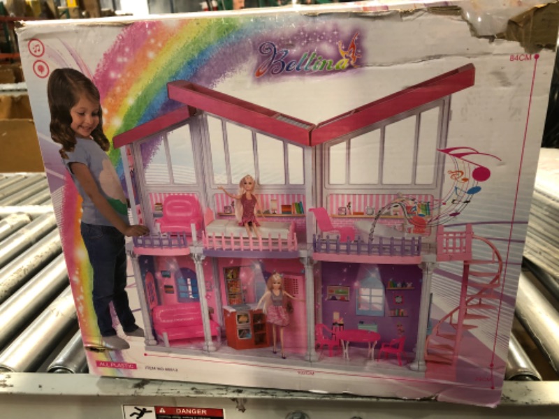 Photo 6 of All Plastic Large Doll House, 2023 Dollhouse with Play Kitchen& Big Furnitures, Lights&Music, 2-Story& 6 Rooms Playhouse Toys Gifts for 3 to 12 Year Olds Girls Kids Toddlers