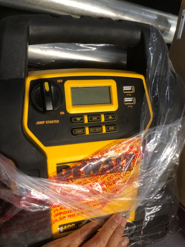 Photo 2 of DEWALT DXAEJ14-Type2 Digital Portable Power Station Jump Starter - 1600 Peak Amps with 120 PSI Compressor, AC Charging Cube, 15W USB-A and 25W USB-C Power for Electronic Devices 1600 Amps