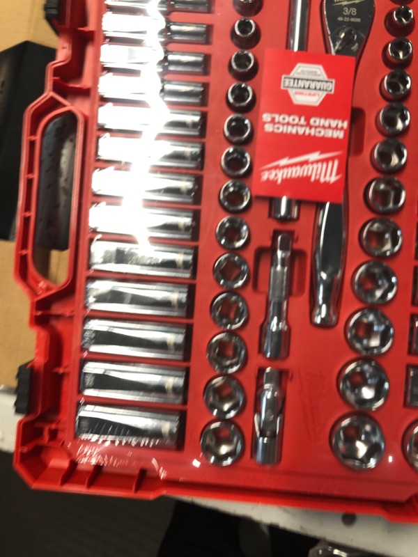 Photo 5 of ***CARRY CASE DAMAGED - NO PACKAGING***
Milwaukee 3/8 in. Drive SAE/Metric Ratchet and Socket Mechanics Tool Set (56-Piece)