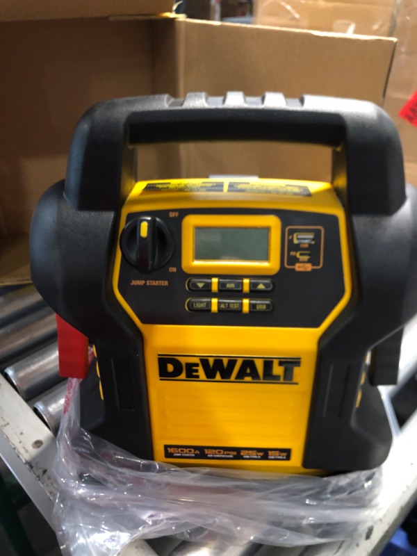 Photo 2 of DEWALT DXAEJ14-Type2 Digital Portable Power Station Jump Starter - 1600 Peak Amps with 120 PSI Compressor, AC Charging Cube, 15W USB-A and 25W USB-C Power for Electronic Devices 1600 Amps