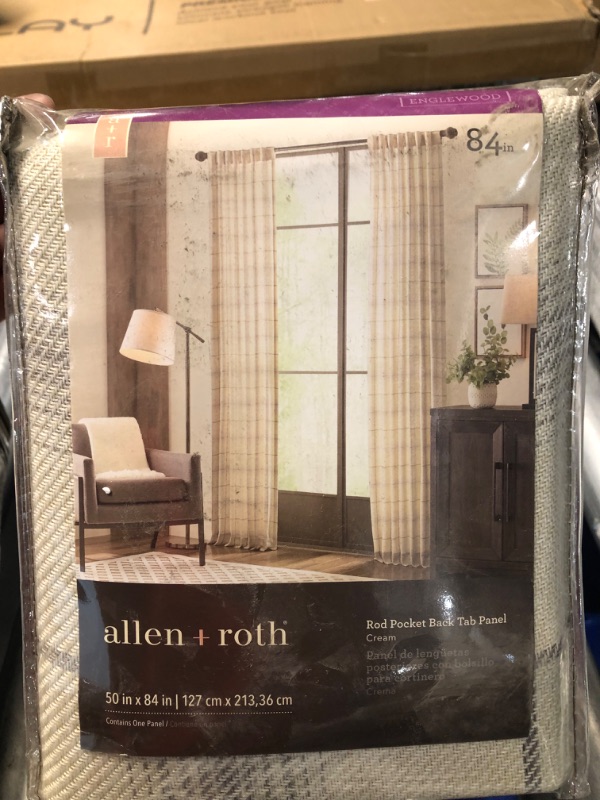 Photo 1 of allen + roth 84-in Cream Light Filtering Back Tab Single Curtain Panel