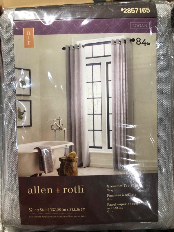 Photo 1 of allen + roth 84-in Grey Light Filtering Grommet Single Curtain Panel