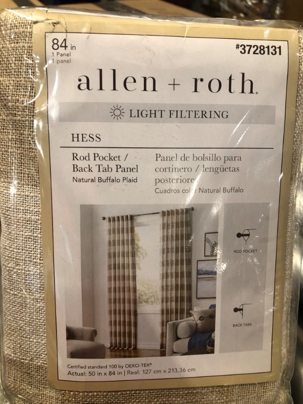 Photo 1 of allen + roth 84-in Natural Light Filtering Back Tab Single Curtain Panel