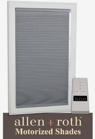 Photo 1 of (READ FULL POST) allen + roth Motorized Cellular Shade 35-in x 72-in Gray Blackout Cordless Motorized Cellular Shade