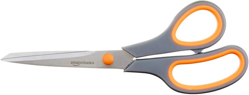 Photo 1 of Amazon BasicACs Multipurpose, Comfort Grip, PVD coated, Stainless Steel Office Scissor - Pack of 2