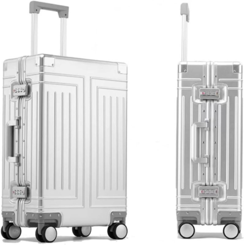 Photo 1 of (READ FULL POST) ERLUN All-aluminum-magnesium trolley case, zip-free luggage, built-in TSA lock, suitcase with spinner wheels (Silver (All Aluminum Ultimate), 28inch)
