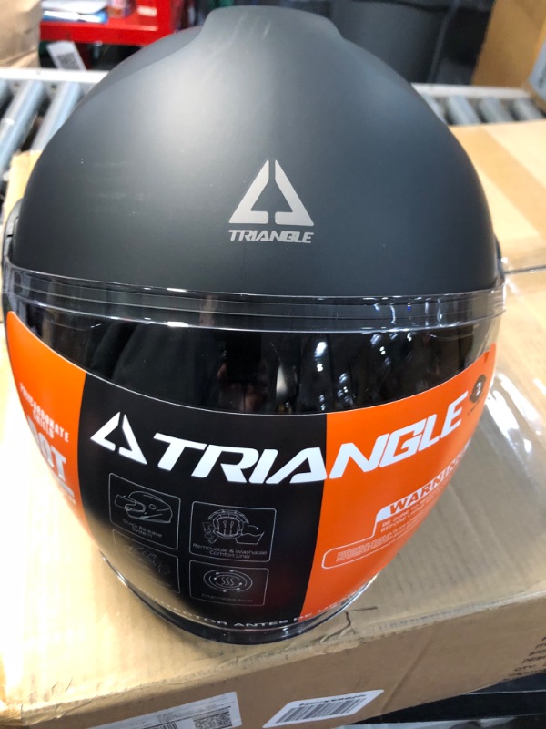 Photo 2 of TRIANGLE Open Face Motorcycle Helmet 3/4 Half with Sunshield for Men Unisex-Adult DOT Approved… Small Black - Visor 