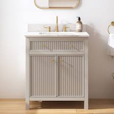 Photo 1 of allen + roth Sandbanks 30-in Greige Undermount Single Sink Bathroom Vanity with White Engineered Stone Top