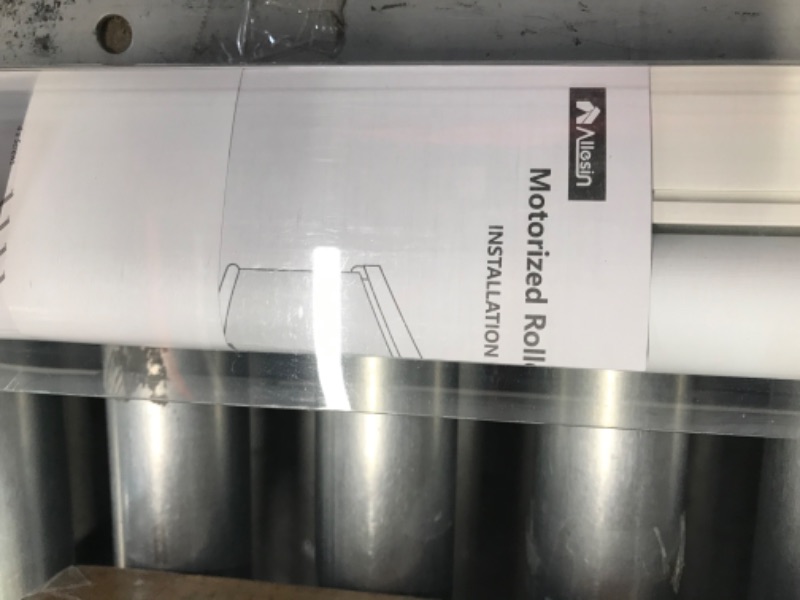 Photo 1 of Allesin Motorized Roller Shade with Remote Control for Windows, M-Basic Series Blackout Smart Roller Blind with Alexa & LED Solar Panel, Customized Size, 20 Color(W17-47, H19-78) G-customize M-Basic Series