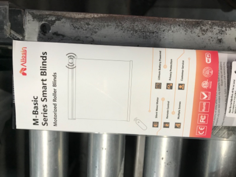 Photo 1 of Allesin Motorized Roller Shade with Remote Control for Windows, M-Basic Series Blackout Smart Roller Blind with Alexa & LED Solar Panel, Customized Size, 20 Color(W17-47, H19-78) G-customize M-Basic Series