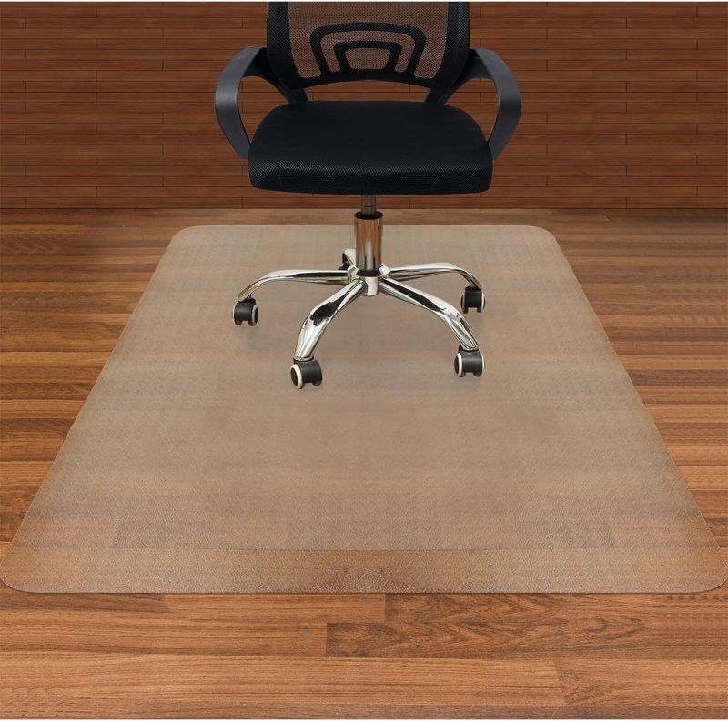 Photo 1 of AiBOB Office Chair Mat for Hardwood Floors, 36 X 48 in, Heavy Duty Floor Mats for Computer Desk, Easy Glide for Chairs, Flat Without Curling, Clear 48'' x 36'' Rectangle Clear