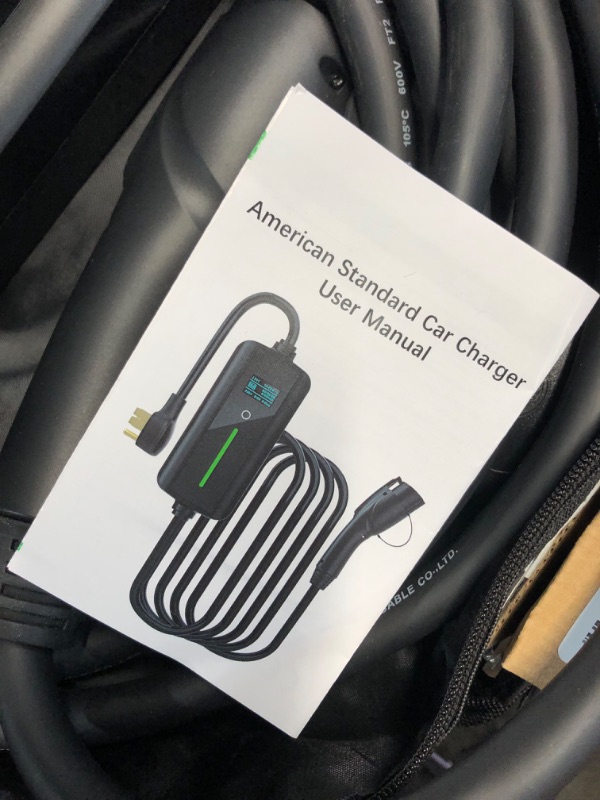 Photo 3 of Level 2 EV Charger, 32A 250V 23ft NEMA 14-50P, Home Level 2 Portable Electric Car Charger with Adjustable Current/Timing, CE FCC UL Cable Certification for All J1772 EVs