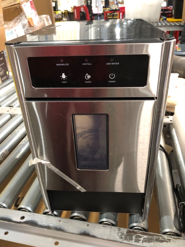 Photo 2 of **MINOR DAMAGE** Nugget Ice Maker, 31-33 LBS/24H Counter Top Ice Maker with Self-Cleaning Function, Small Ice Maker Perfect for Home, Office, Kitchen, RV, Basement Bars, 4.4 LBS Bin, Easy-to-Control - Small dent to lower right side, top punctured