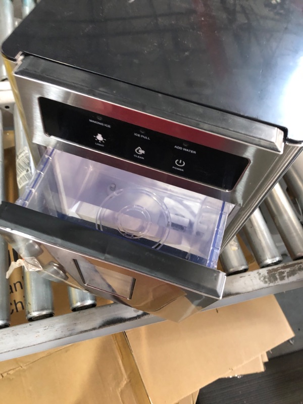 Photo 3 of **MINOR DAMAGE** Nugget Ice Maker, 31-33 LBS/24H Counter Top Ice Maker with Self-Cleaning Function, Small Ice Maker Perfect for Home, Office, Kitchen, RV, Basement Bars, 4.4 LBS Bin, Easy-to-Control - Small dent to lower right side, top punctured