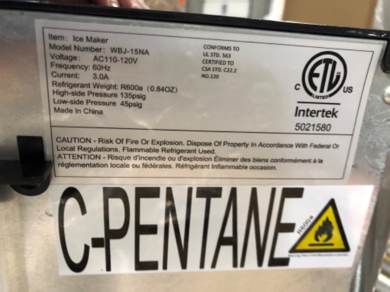 Photo 5 of **MINOR DAMAGE** Nugget Ice Maker, 31-33 LBS/24H Counter Top Ice Maker with Self-Cleaning Function, Small Ice Maker Perfect for Home, Office, Kitchen, RV, Basement Bars, 4.4 LBS Bin, Easy-to-Control - Small dent to lower right side, top punctured