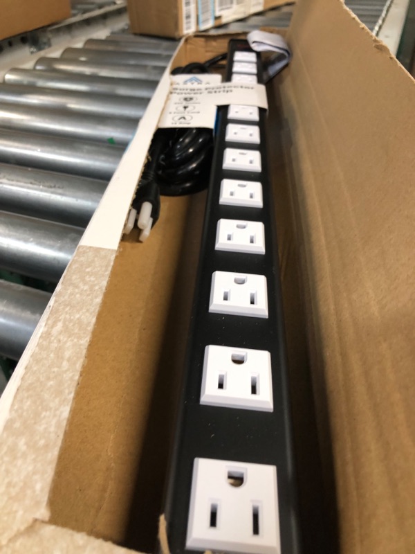 Photo 2 of AXTRA 12-Outlet Surge Protector Power Strip, 9-Foot Heavy-Duty Cord, 450 Joules, 15-Amp Circuit Breaker for Home