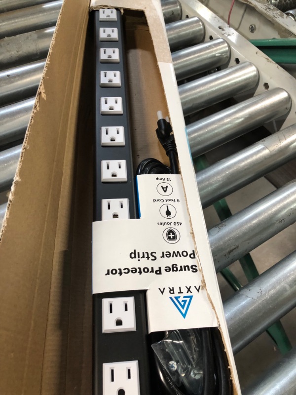 Photo 4 of AXTRA 12-Outlet Surge Protector Power Strip, 9-Foot Heavy-Duty Cord, 450 Joules, 15-Amp Circuit Breaker for Home