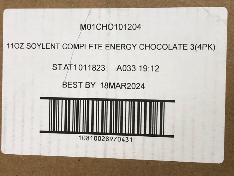 Photo 3 of  NO REFUND Soylent Complete Energy Gluten-Free Vegan Protein Nootropics Shake, Chocolate, 11 Oz (Pack of 12)