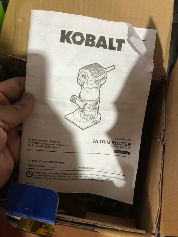 Photo 2 of **SEE NOTES** Kobalt 1/4-in 7-Amp 1.25-HP Variable Speed Trim Corded Router kobalt #K7TR-03 #5207238