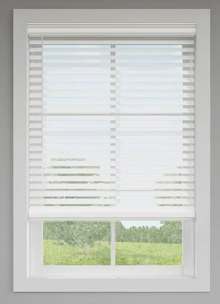 Photo 1 of (READ FULL POST) LEVOLOR Trim+Go 2.5-in Slat Width 35-in x 72-in Cordless White Faux Wood Room Darkening Horizontal Blinds