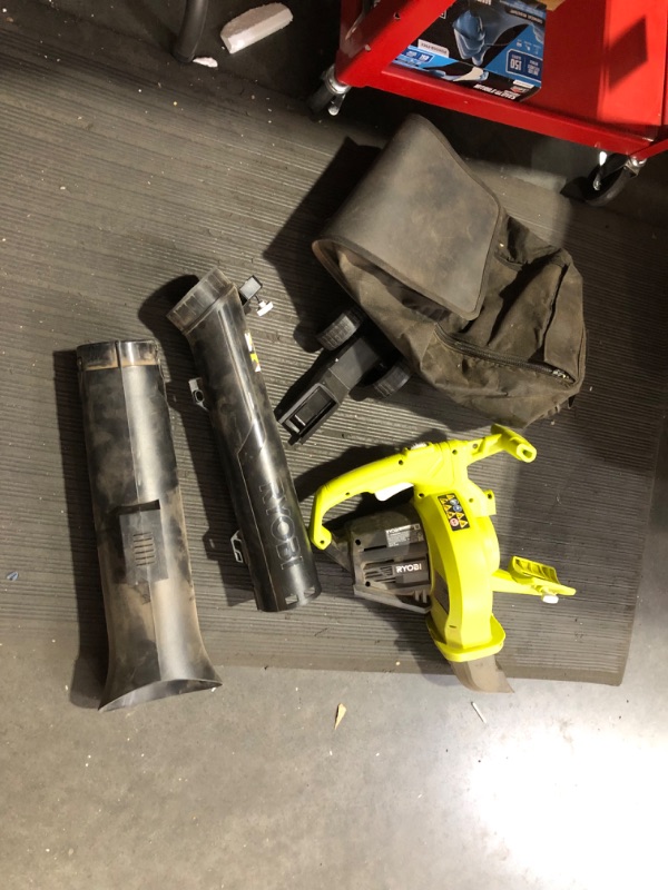 Photo 2 of ***HEAVILY USED AND DIRTY - NO BATTERY OR CHARGER - UNABLE TO TEST***
RYOBI 40-Volt VacAttack Lithium-Ion Cordless Leaf Vacuum Mulcher with Metal Impeller,Variable Speed Dial, and Heavy Duty Bag (Battery and Charger Not Included)