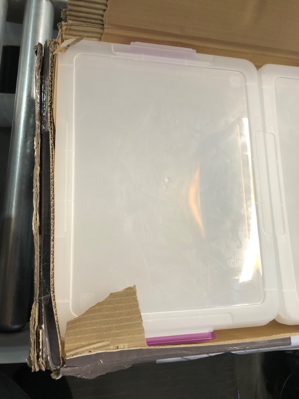 Photo 4 of ***DAMAGED - ONE OF THE HANDLES HAS BROKEN OFF - SEE PICTURES***
IRIS USA, Inc. TB-42 12 Quart Stack & Pull Box, Multi-Purpose Storage Bin, 6 Pack, Pearl & USA CNL-5 Storage Box, 5 Quart, Clear, 20 Pack 12 Quart 6 Pack