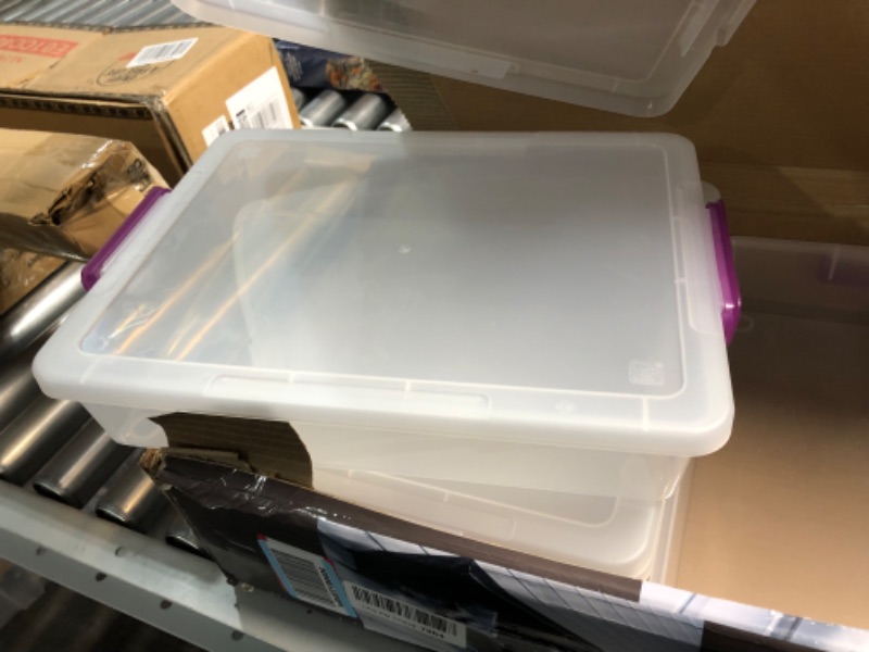 Photo 2 of ***DAMAGED - ONE OF THE HANDLES HAS BROKEN OFF - SEE PICTURES***
IRIS USA, Inc. TB-42 12 Quart Stack & Pull Box, Multi-Purpose Storage Bin, 6 Pack, Pearl & USA CNL-5 Storage Box, 5 Quart, Clear, 20 Pack 12 Quart 6 Pack