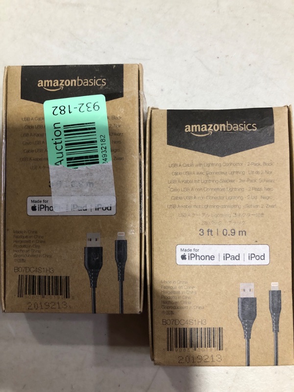 Photo 2 of (see all images) 2 box Amazon Basics MFi-Certified USB-A to Lightning Cable for Apple iPhone and iPad - 3 Feet 