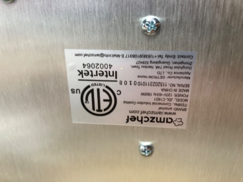 Photo 1 of ***USED*NEEDS TO BE SCRUBBED***
AMZCHEF Induction Cooktop Commercial, Professional Portable Induction Burner, 1800W Countertop Stove Burner with ETL-Certified Induction Hot Plate 3 Hours Timer,8 Temperature & Power Levels,LCD Screen Silver