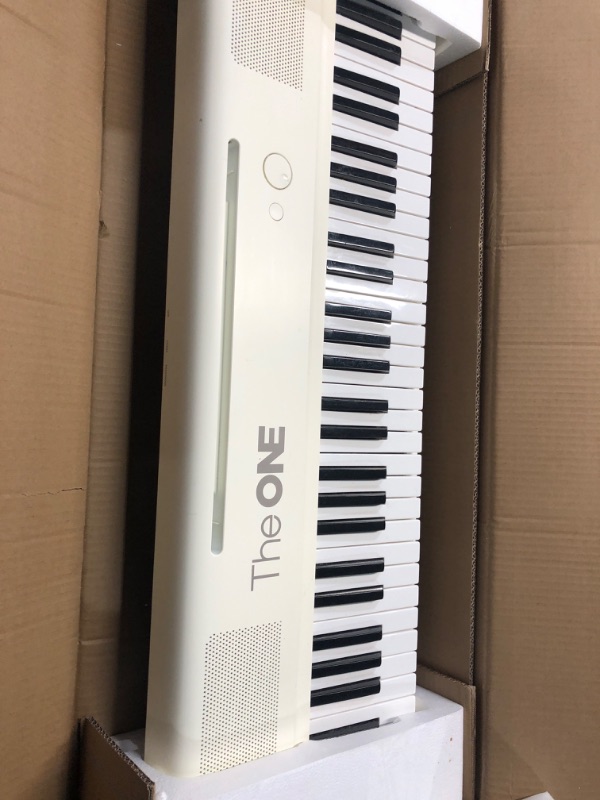 Photo 2 of ***NO POWER CORD***The ONE Smart Keyboard COLOR 61 Lighted Keys Piano Keyboard, Electric Piano for Beginners with 256 Tones, 64 Polyphony, Built-in LED Lights & Apps, Supports USB MIDI/Headphones (White)