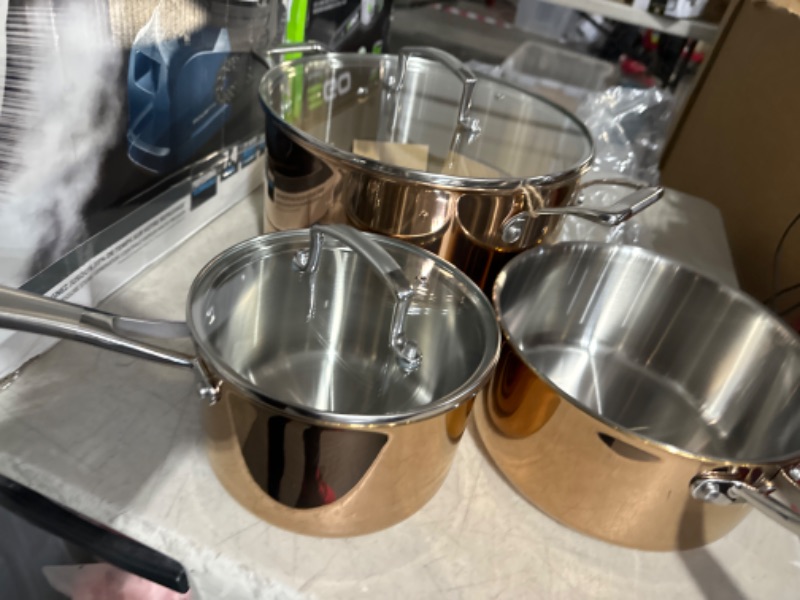 Photo 2 of **MISSING ALL  PANS*3 POTS ONLY**MISSING MEDIUM POT LID**
Country Kitchen Cookware Sets - 10 Pc. Pots and Pans Set, Tri-Ply Stainless Steel 